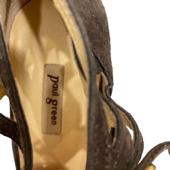 Paul Green Suede Open Toe 3" Heels size UK 5/US 7 UK Front Tie Brown Shoes - Picture 4 of 10